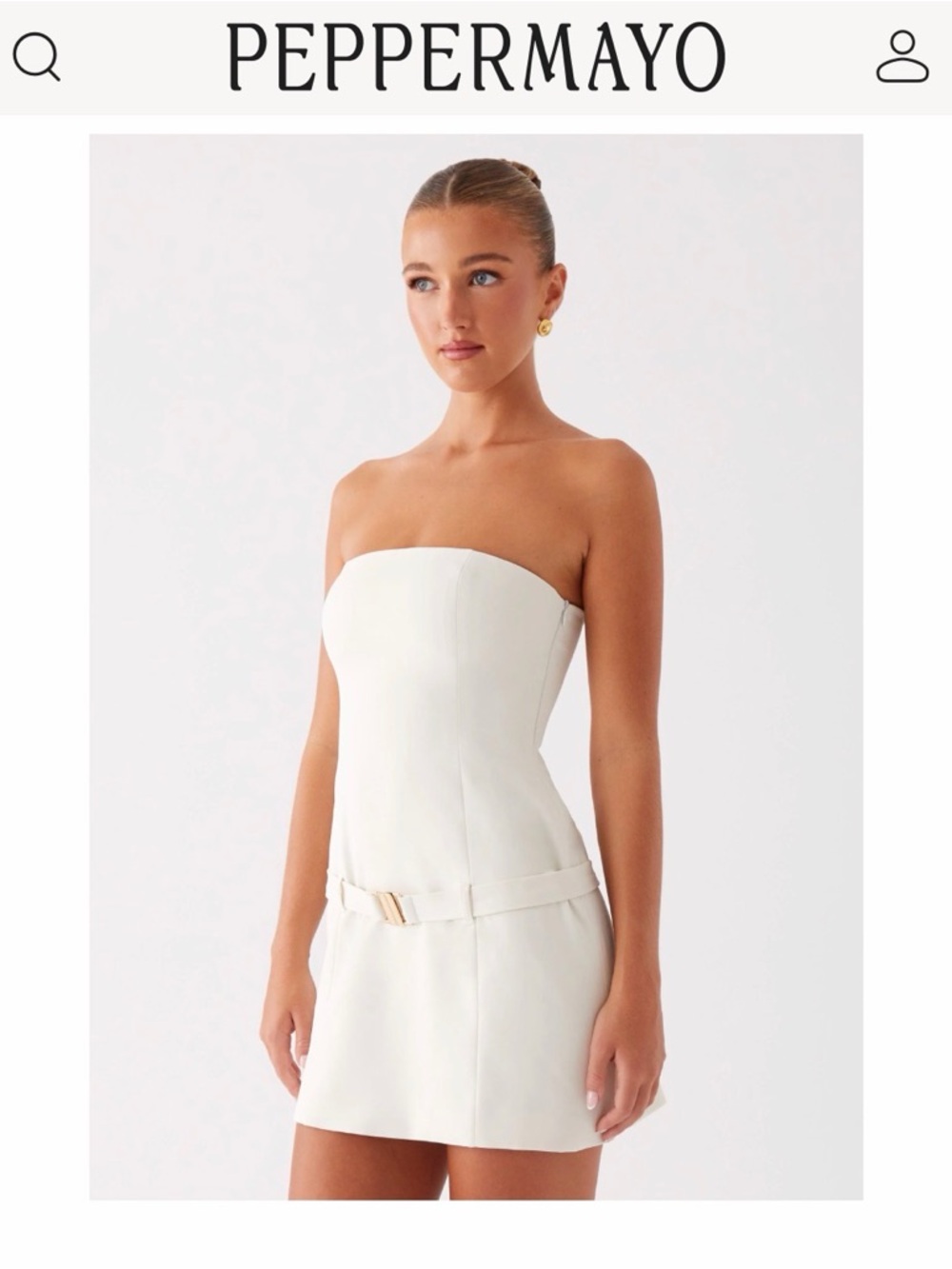 Peppermayo Lume Strapless Mini Dress - Ivory